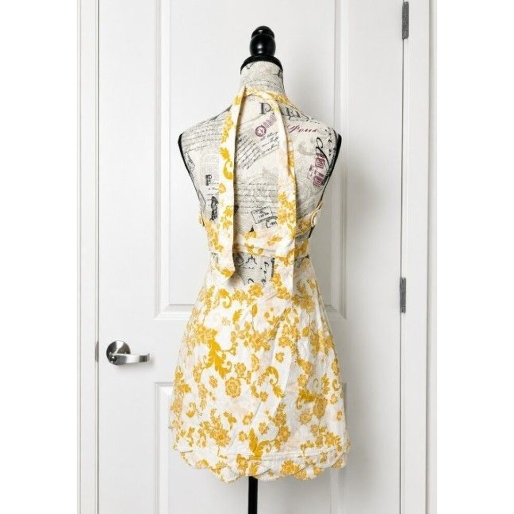 Maeve Anthropologie Floral Halter Mini Dress Scalloped V-Neck Pockets Women's 6 - Picture 7 of 10